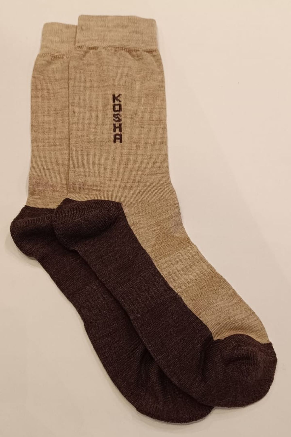 Cushioned Merino Wool Cream-Brown Regular Socks | Men